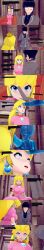  absurdres blonde_hair blue_eyes blue_hair closed_eyes clothed cyanstargazer dialogue english_text eye_roll femsub long_hair maledom monocle nintendo princess princess_peach royalty short_hair super_mario_bros. super_smash_bros. tears text 