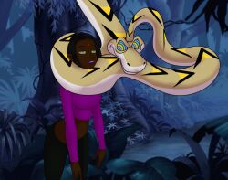  animated animated_eyes_only animated_gif arya_(shadowheart45) clothed coils crayo_(shadowheart45) femsub hypnotic_eyes kaa_eyes katsiika original snake 