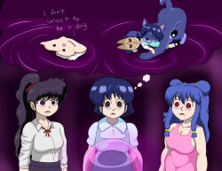 akane_tendo alanwrecked black_hair blue_hair empty_eyes femsub kodachi_kuno long_hair purple_hair ranma_1/2 shampoo_(ranma_1/2) short_hair text
