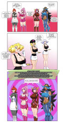 admin_courtney admin_shelly annie_(pokemon) black_hair blonde_hair dark_skin dialogue dlobo777 domino_(pokemon) empty_eyes femsub grey_hair happy_trance large_breasts lavana_(pokemon) long_hair mars_(pokemon) oakley pink_hair pokemon purple_hair red_hair short_hair team_aqua team_galactic team_magma team_rocket text