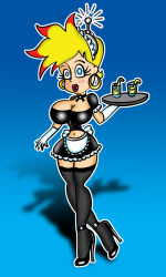  antenna blonde_hair blue_eyes breasts earrings empty_eyes femsub genderswap gloves headband hypnotic_accessory jewelry johnny_test johnny_test_(series) large_breasts maid open_mouth opera_gloves sandybelldf tech_control traditional tray western 