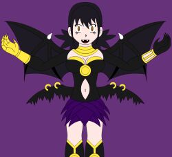 alternate_hair_color angie_hinomoto black_hair breasts corruption demon_girl digimon digimon_fusion empty_eyes fangs femsub large_breasts liquidphazon monster_girl wings