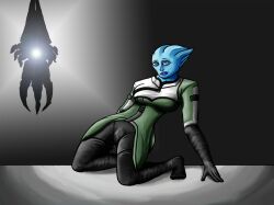 alien alien_girl asari blacklightzeus blue_eyes blue_skin corruption femsub large_pussy mass_effect reaper_(mass_effect) see-through spread_legs