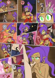 breasts expressionless fellatio femsub glowing_eyes green_eyes hypnotic_accessory maledom mythkaz necklace pendulum penis ponytail purple_hair shantae shantae_(series) spiral_eyes symbol_in_eyes tagme undressing