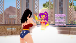  3d ass black_hair dc_comics genie large_breasts shantae shantae_(series) sonrio12 wonder_woman wonder_woman_(series) 