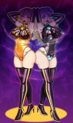  blonde_hair blush cameltoe corruption erect_nipples female_only femsub high_heels hypnovember magical_girl multiple_girls multiple_subs nipples open_mouth original patricia_jefferson/magitech_yellow_(drgnmastralex) porniky purple_eyes spirited_lapin_(drgnmastralex) tongue tongue_out 